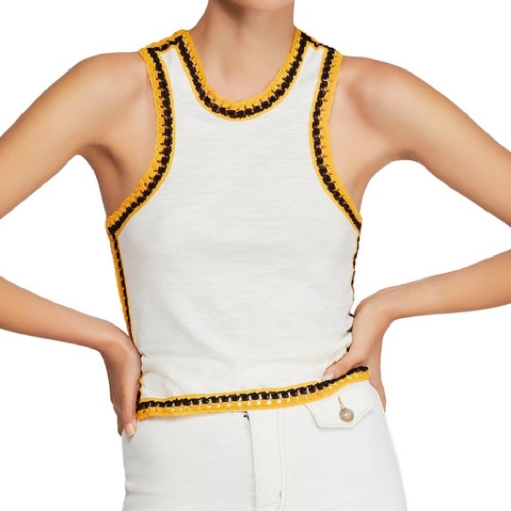 Free People Bora Bora Crochet Trim Pullover Top